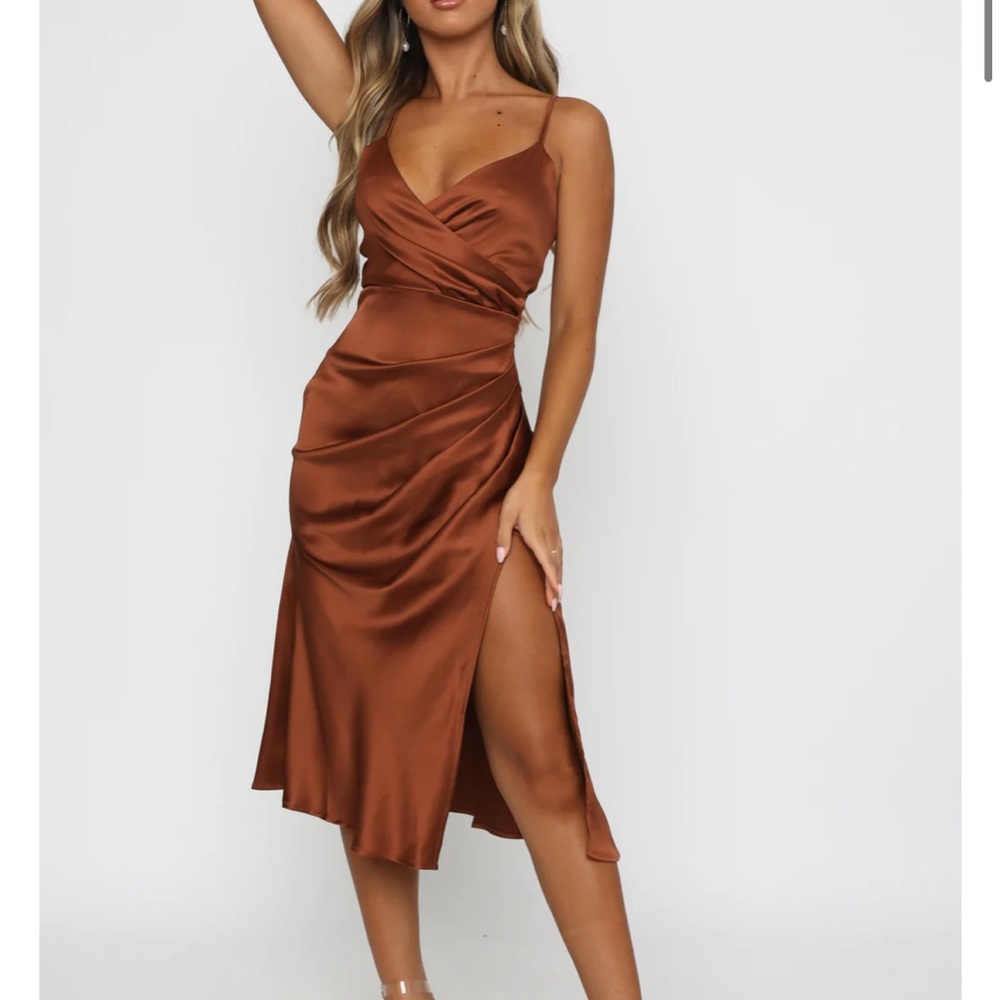 COPY - White fox Rust Satin dress